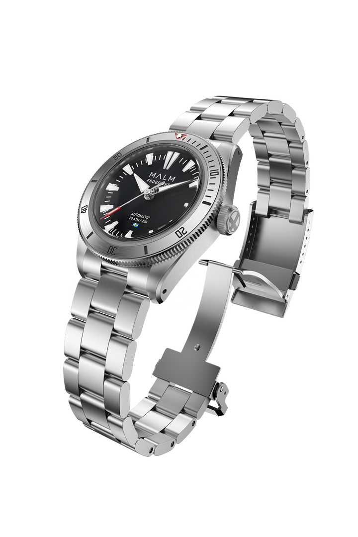 Frogdiver39BlackSteelBraceletS