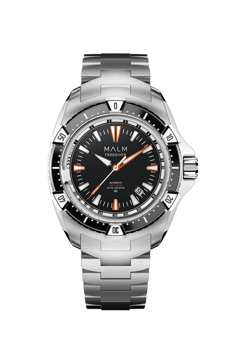 diving watch frogdiver 44 black steel bracelet 