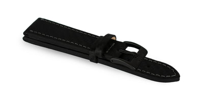 Black Carbon Leather Waterproof Strap
