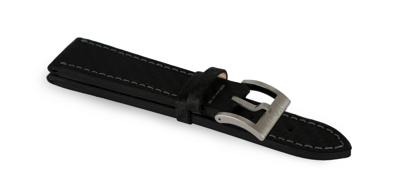 Black Carbon Leather Waterproof Strap